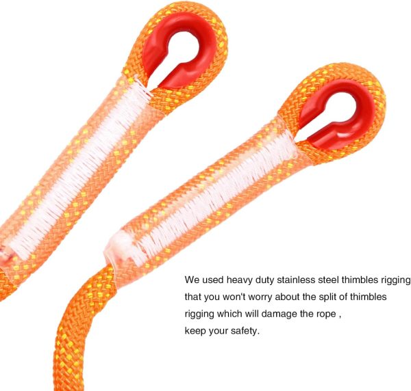 Climbing Rope 8mm 65Ft (20m) Static Climbing Rope Outdoor Rock Climbing Rope Braided Polyester Static Rock Climbing Rope High Strength Outdoor Rope for Rappelling Rescue Rope Orange