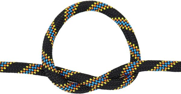 61CNYRsN50L._AC_SL1200 Braided Polyester Arborist Rigging Rope (3/8 inch X 50 feet) High Strength Outdoor Rope for Rock Climbing Hiking Camping Swing, Black/Orange/Blue