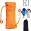 Climbing Rope 8mm 65Ft (20m) Static Climbing Rope Outdoor Rock Climbing Rope Braided Polyester Static Rock Climbing Rope High Strength Outdoor Rope for Rappelling Rescue Rope Orange
