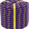 Braided Polyester Arborist Rigging Rope (3/8 inch X 100 feet) High Strength Outdoor Rope for Rock Climbing Hiking Camping Swing, Purple/Green/Orange