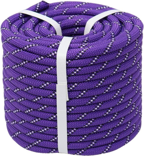 Braided Polyester Arborist Rigging Rope (3/8 inch X 100 feet) High Strength Outdoor Rope for Rock Climbing Hiking Camping Swing, Orange/Black
