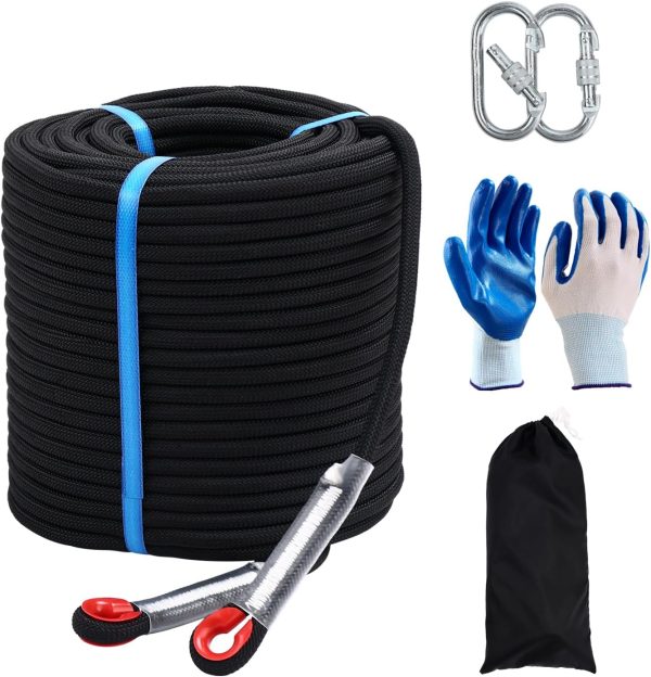 Climbing Rope 8mm 65Ft (20m) Static Climbing Rope Outdoor Rock Climbing Rope Braided Polyester Static Rock Climbing Rope High Strength Outdoor Rope for Rappelling Rescue Rope Orange