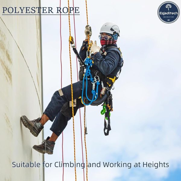 Arborist Rigging Rope Bull Rope Black (1/2 in x 150ft) Polyester Braided Arborist Rope 48 Strands for Tree Work Camping or Swinging…