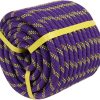 Braided Polyester Arborist Rigging Rope (3/8 inch X 100 feet) High Strength Outdoor Rope for Rock Climbing Hiking Camping Swing, Purple/Green/Orange