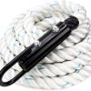 Crown Sporting Goods 1.5" Gym Climbing Rope for Adults - Poly Dacron Twist with Carabiner Eyehook - Strength Conditioning, Physical Education Fitness Equipment, Home Workout