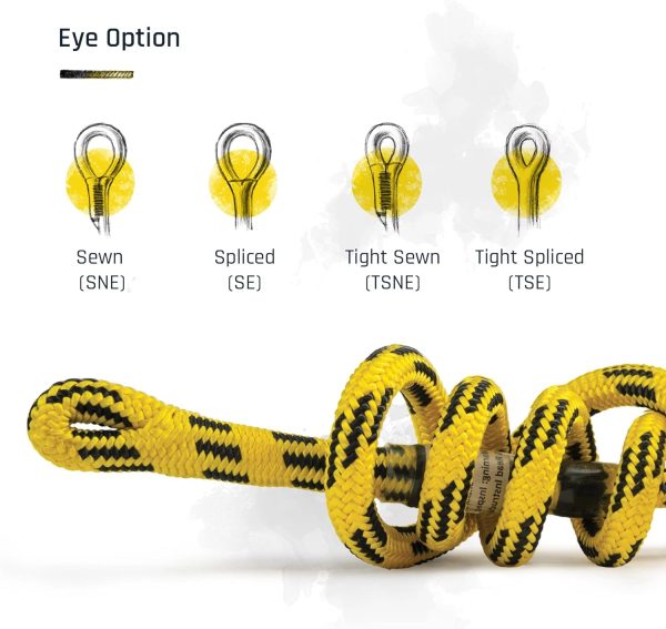 24-Strand 7/16 in (11 mm) -24™ Arborist Rope - 5,400 lb MBS - Static Climbing Rope - Lightweight - Arborist - 120 Ft - Tight Spliced Eye - Yellow Black