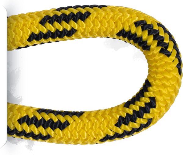 24-Strand 7/16 in (11 mm) -24™ Arborist Rope - 5,400 lb MBS - Static Climbing Rope - Lightweight - Arborist - 120 Ft - Tight Spliced Eye - Yellow Black