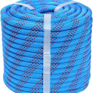 Braided Polyester Arborist Rigging Rope (3/8 inch X 50 feet) High Strength Outdoor Rope for Rock Climbing Hiking Camping Swing, Blue/Red