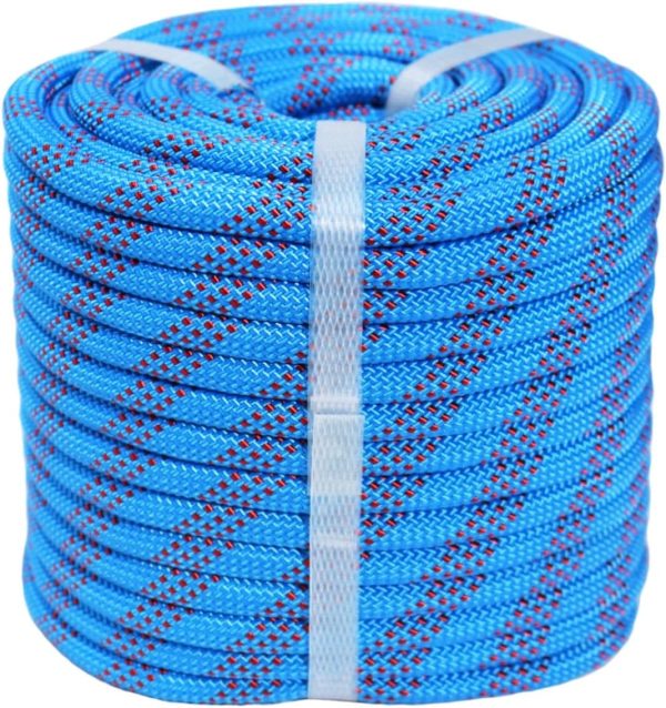 71spxsI_1UL._AC_SL1200 Braided Polyester Arborist Rigging Rope (3/8 inch X 50 feet) High Strength Outdoor Rope for Rock Climbing Hiking Camping Swing, Blue/Red