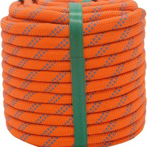 Braided Polyester Arborist Rigging Rope (3/8 inch X 100 feet) High Strength Outdoor Rope for Rock Climbing Hiking Camping Swing, Orange/Blue