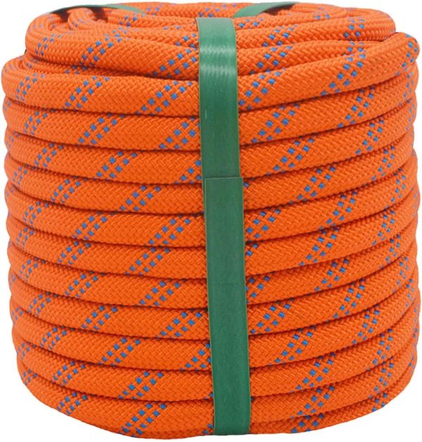 71twksS2GLL._AC_SL1200 Braided Polyester Arborist Rigging Rope (3/8 inch X 100 feet) High Strength Outdoor Rope for Rock Climbing Hiking Camping Swing, Orange/Blue