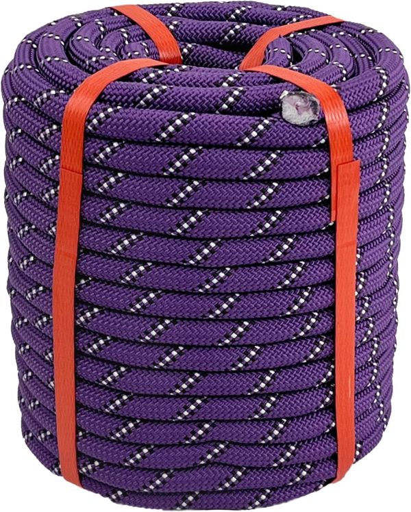 Arborist Rigging Rope Bull Rope Black (1/2 in x 150ft) Polyester Braided Arborist Rope 48 Strands for Tree Work Camping or Swinging…