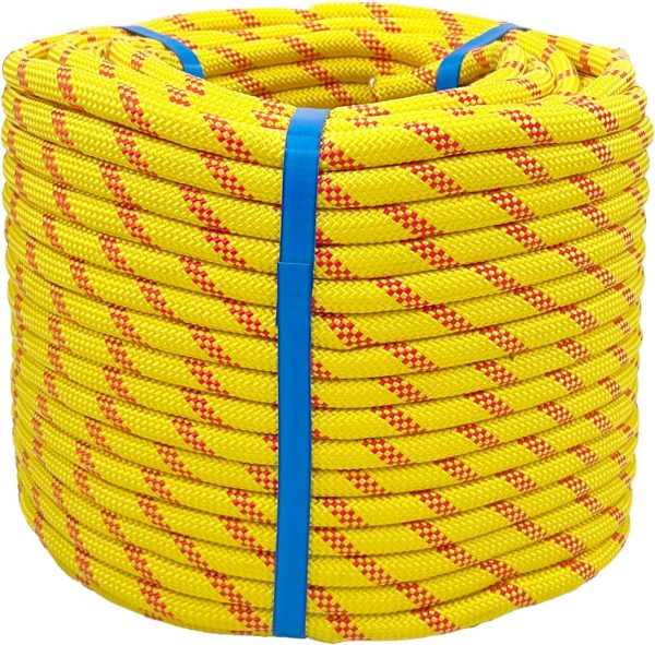 Arborist Rigging Rope Bull Rope Black (1/2 in x 150ft) Polyester Braided Arborist Rope 48 Strands for Tree Work Camping or Swinging…