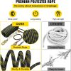 VEVOR Climbing Rope, Fall Protection Safety Rope, 25 50 100 150ft Vertical Tree Stand safety Rope Line Kit Safety Harness for Roofing Work with Alloy Steel Rope Grab, Two Snap Hooks, Shock Absorber
