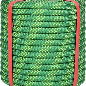 1/2 Inch Climbing Rope 100 Ft Green - 48 Strands Tree Climbing,1/2in Arborist Rope,Rappelling Rope,Static Nylon Polyester Braided Rope,100ft Bull Rope for Tree Pulling,Nautical Rigging Rope Swing