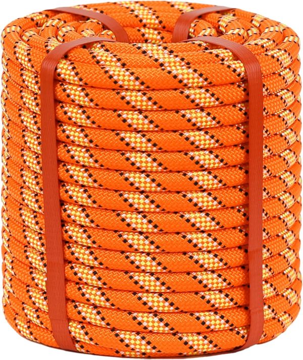 Double Braid Arborist Rope(1/2 in x 150ft) Arborist Rigging Polyester Rope - 48 Strand Rope Swing for Tree Bull Rope for Diverse Outdoor Applications Construction, Climbing, Swing, Sailing