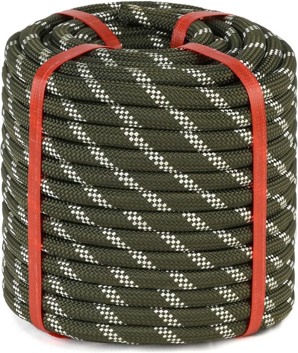 Double Braid Arborist Rope(1/2 in x 150ft) Arborist Rigging Polyester Rope - 48 Strand Rope Swing for Tree Bull Rope for Diverse Outdoor Applications Construction, Climbing, Swing, Sailing