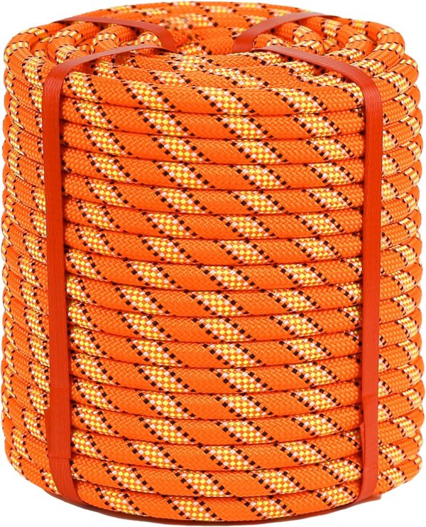 Double Braid Arborist Rope(1/2 in x 150ft) Arborist Rigging Polyester Rope - 48 Strand Rope Swing for Tree Bull Rope for Diverse Outdoor Applications Construction, Climbing, Swing, Sailing