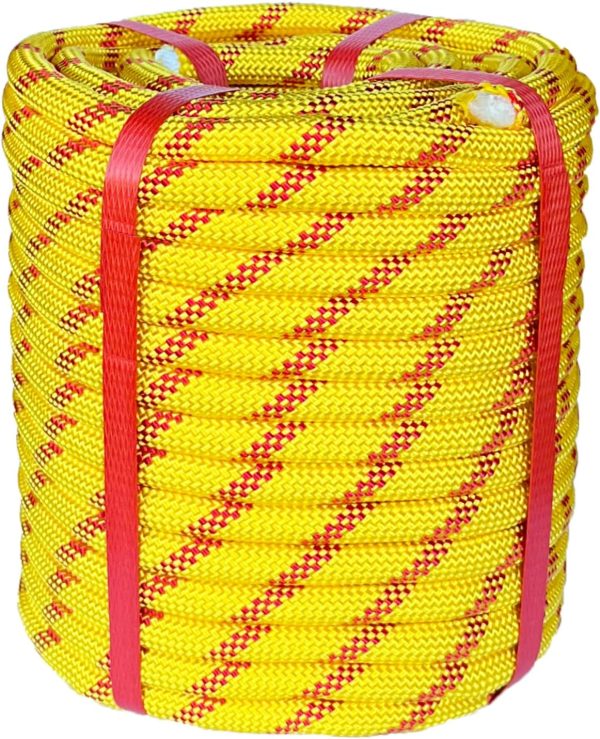 Arborist Rope 1/2 in x 150 Ft Black Tree Climbing Rope Polyester Braided Arborist Climbing Rope 1/2 inch 48 Strands 150 Feet for Various Outdoor Applications Construction Climbing Swing Sailing