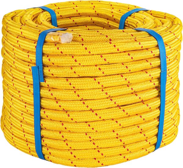 81RgWxHp1TL._AC_SL1500 Braided Polyester Rope - 1/2 in x 125 ft Strong Arborist Rigging Rope High Strength Polyester Rope No-Stretch Rope for Climbing Tree Swing Pulling Sailing 8400 Lbs Breaking Strength(Blue)