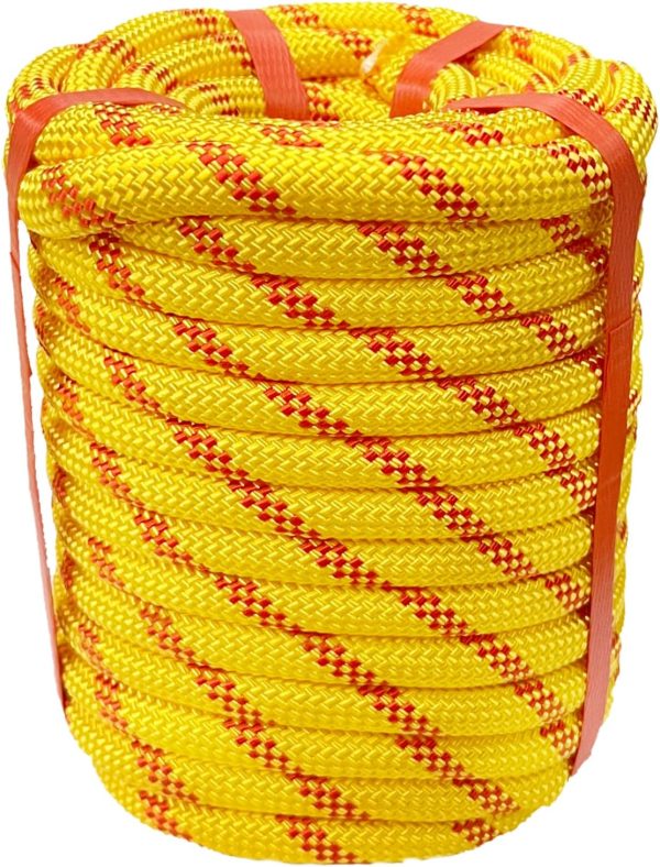 Arborist Rigging Rope Bull Rope Black (1/2 in x 150ft) Polyester Braided Arborist Rope 48 Strands for Tree Work Camping or Swinging…