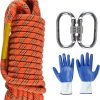 Climbing Rope 8mm 65Ft (20m) Static Climbing Rope Outdoor Rock Climbing Rope Braided Polyester Static Rock Climbing Rope High Strength Outdoor Rope for Rappelling Rescue Rope Orange