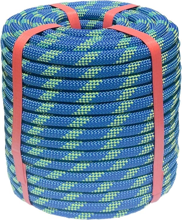 Arborist Rope 1/2 in x 150 Ft Black Tree Climbing Rope Polyester Braided Arborist Climbing Rope 1/2 inch 48 Strands 150 Feet for Various Outdoor Applications Construction Climbing Swing Sailing