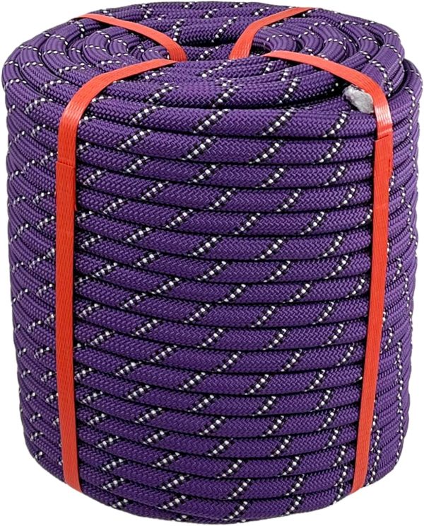 Arborist Rigging Rope Bull Rope Black (1/2 in x 150ft) Polyester Braided Arborist Rope 48 Strands for Tree Work Camping or Swinging…