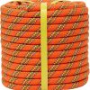 Braided Polyester Arborist Rigging Rope (3/8 inch X 100 feet) High Strength Outdoor Rope for Rock Climbing Hiking Camping Swing, Purple/Green/Orange