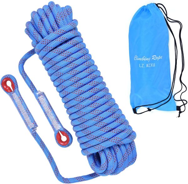 Climbing Rope, 12 mm Static Climbing Rope, 32FT(10M) 65FT(20M) 100FT(30M) 164FT(50M) Outdoor Rock Climbing Rope, Escape Rope, Rappelling Rope, Fire Rescue Parachute Rope