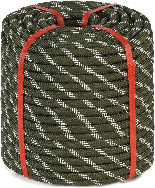 Double Braid Arborist Rope(1/2 in x 150ft) Arborist Rigging Polyester Rope - 48 Strand Rope Swing for Tree Bull Rope for Diverse Outdoor Applications Construction, Climbing, Swing, Sailing