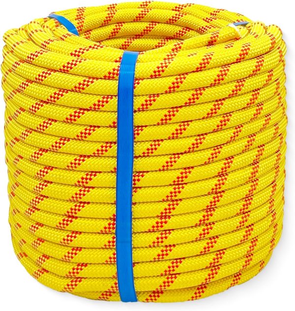 Arborist Rigging Rope Bull Rope Black (1/2 in x 150ft) Polyester Braided Arborist Rope 48 Strands for Tree Work Camping or Swinging…