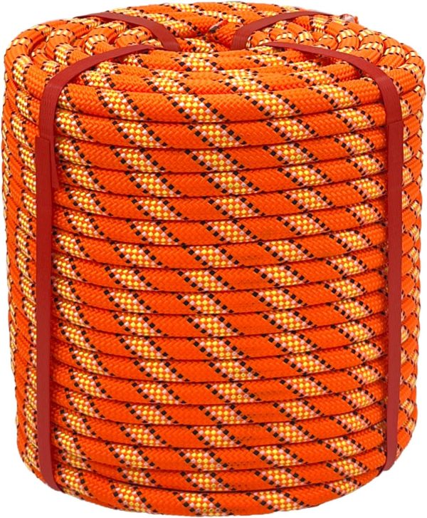 Arborist Rigging Rope Bull Rope Black (1/2 in x 150ft) Polyester Braided Arborist Rope 48 Strands for Tree Work Camping or Swinging…