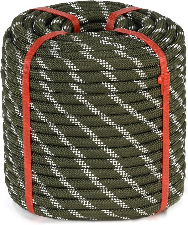 Double Braid Arborist Rope(1/2 in x 150ft) Arborist Rigging Polyester Rope - 48 Strand Rope Swing for Tree Bull Rope for Diverse Outdoor Applications Construction, Climbing, Swing, Sailing