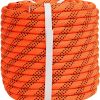 Braided Polyester Arborist Rigging Rope (3/8 inch X 100 feet) High Strength Outdoor Rope for Rock Climbing Hiking Camping Swing, Orange/Black
