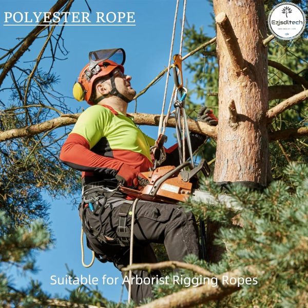 Arborist Rigging Rope Bull Rope Black (1/2 in x 150ft) Polyester Braided Arborist Rope 48 Strands for Tree Work Camping or Swinging…