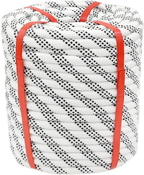 Arborist Rope 1/2 in x 150 Ft Black Tree Climbing Rope Polyester Braided Arborist Climbing Rope 1/2 inch 48 Strands 150 Feet for Various Outdoor Applications Construction Climbing Swing Sailing