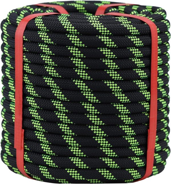 Double Braid Arborist Rope(1/2 in x 150ft) Arborist Rigging Polyester Rope - 48 Strand Rope Swing for Tree Bull Rope for Diverse Outdoor Applications Construction, Climbing, Swing, Sailing