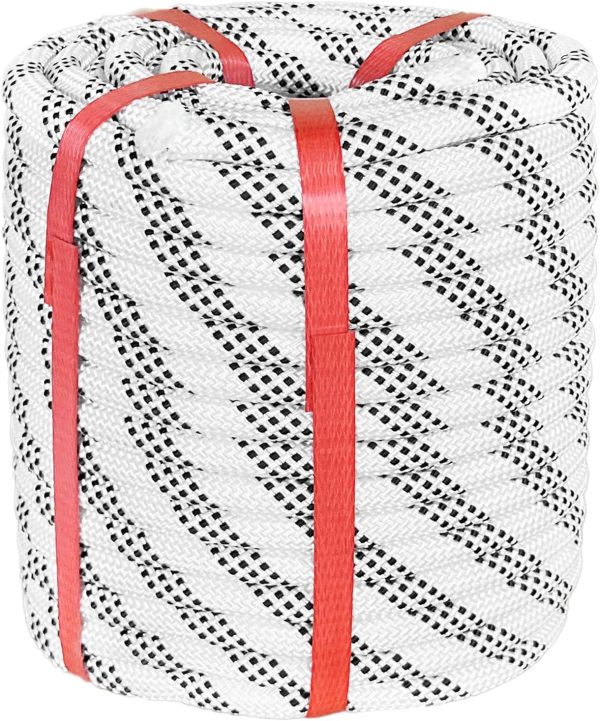 Arborist Rope 1/2 in x 150 Ft Black Tree Climbing Rope Polyester Braided Arborist Climbing Rope 1/2 inch 48 Strands 150 Feet for Various Outdoor Applications Construction Climbing Swing Sailing