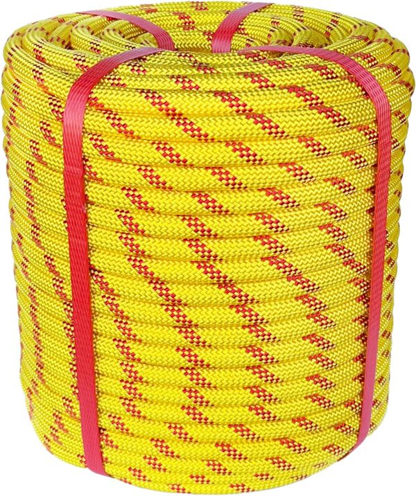 Arborist Rope 1/2 in x 150 Ft Black Tree Climbing Rope Polyester Braided Arborist Climbing Rope 1/2 inch 48 Strands 150 Feet for Various Outdoor Applications Construction Climbing Swing Sailing