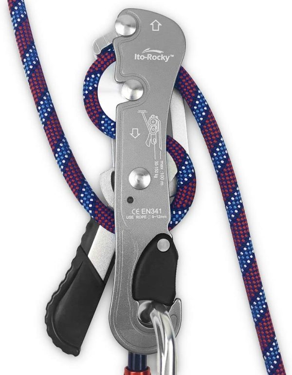 Climbing Stop Descender Rappelling Anti-Panic Belay Devices for 9-12mm Rope Rescue Equipment Hand Controls Desingned