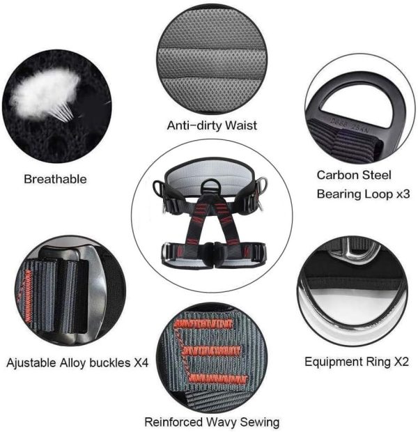 Climbing belts, Thicken Professional Half Body Safety Belt Climbing Gear for Tree Climbing, Fire Rescue, Rappelling and Other Outdoor Adventure Activities