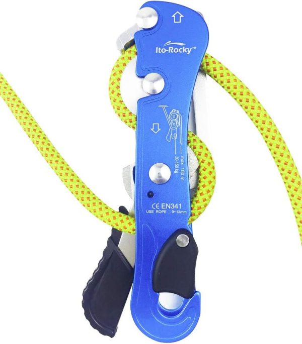 Climbing Stop Descender Rappelling Anti-Panic Belay Devices for 9-12mm Rope Rescue Equipment Hand Controls Desingned