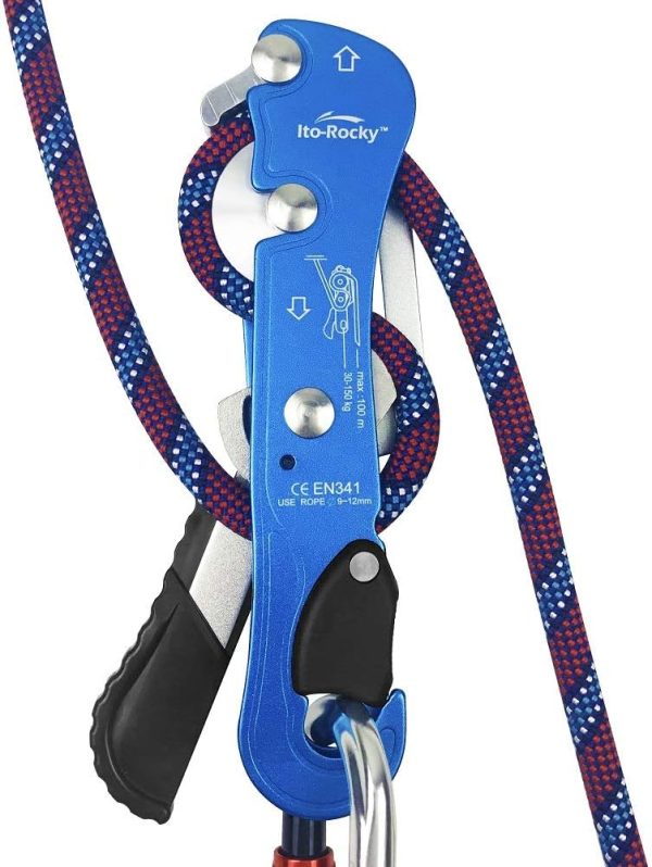 Climbing Stop Descender Rappelling Anti-Panic Belay Devices for 9-12mm Rope Rescue Equipment Hand Controls Desingned