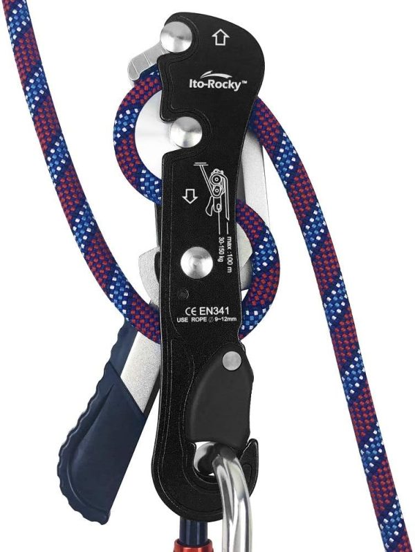 Climbing Stop Descender Rappelling Anti-Panic Belay Devices for 9-12mm Rope Rescue Equipment Hand Controls Desingned