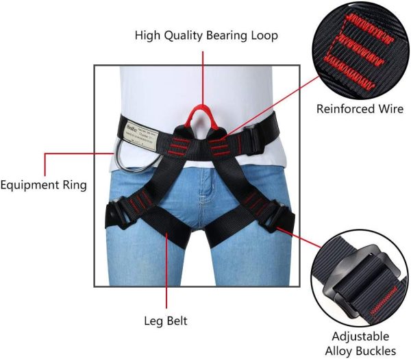 Climbing belts, Safe Seat Belts for Tree Climbing Outdoor Training Caving Rock Climbing Rappelling Equip - Half Body Guide belt for Women Man and Novice