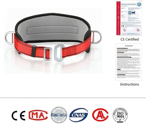 Safety Climbing Belts, Positioning Climbing Belt with Waist Pad and 2 D Rings, Safety Belt Kit Personal Portable Protective Equipment