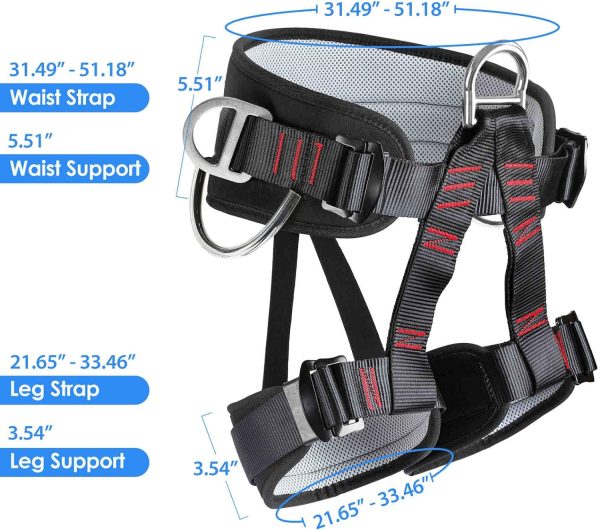 Climbing belts, Thicken Professional Safety Belt with Magnesium Alloy Connection Ring, Climbing Gear for Tree Climbing, Fire Rescue, Rappelling