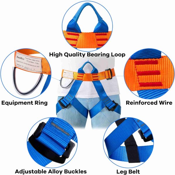 Climbing belt, Safety Belt for Tree Climbing Rock Climbing, Zipline Belt Climbing Gear Rappelling Equip - Half Body Guide belt for Women Man and Novice