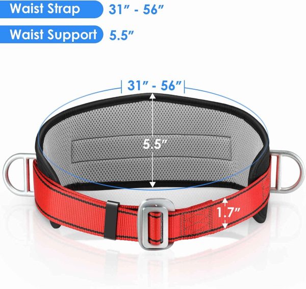 Safety Climbing Belts, Positioning Climbing Belt with Waist Pad and 2 D Rings, Safety Belt Kit Personal Portable Protective Equipment